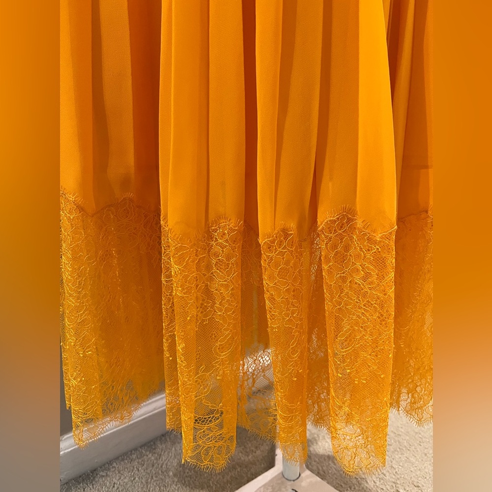 Self-portrait Off Shoulder Pleated Chiffon Dress - Picture 3 of 9